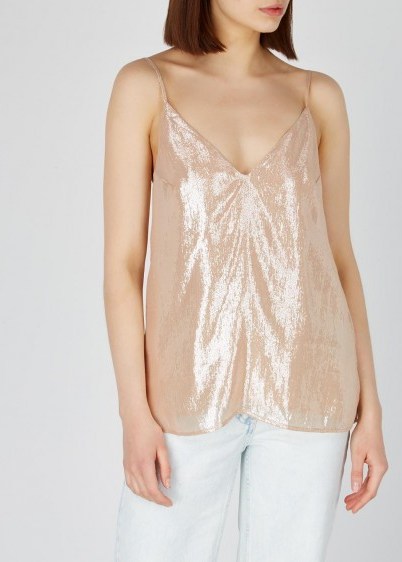CAMI NYC Olivia lamé prosecco silk-blend cami / shimmering camisole - flipped