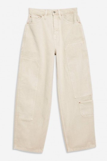 Topshop Boutique Cargo Jeans in stone | neutral denim