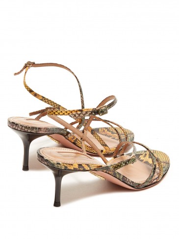 AQUAZZURA Carolyne 60 python-print leather sandals | Matches Fashion