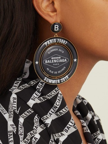 BALENCIAGA Casino logo-print drop earrings | Matches Fashion