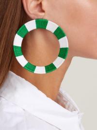 MARYJANE CLAVEROL Celene green and white striped hoop earrings