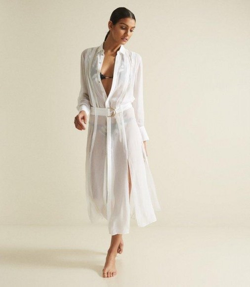 REISS CHERISH RESORT SHIRT DRESS WHITE ~ chic vacation cover-up - flipped