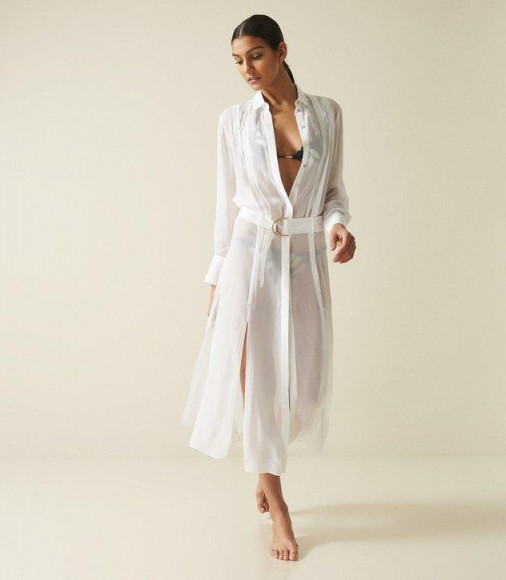 REISS CHERISH RESORT SHIRT DRESS WHITE ~ chic vacation cover-up