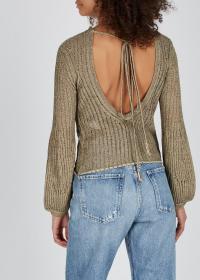 CHLOÉ Gold stretch-knit cotton-blend jumper ~ open back sweater