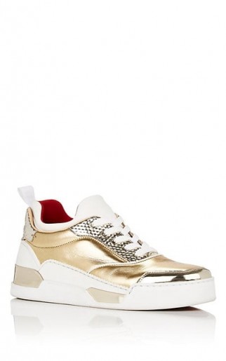 CHRISTIAN LOUBOUTIN Aurélien Donna Flat Sneakers ~ metallic-gold trainers ~ sports luxe shoes