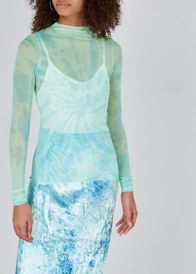 COLLINA STRADA Nova tie-dye tulle top pale turquoise / sheer tops - flipped