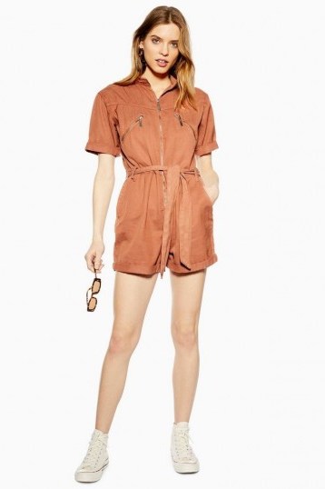 TOPSHOP Coral Utility Belted Playsuit. UTILITARIAN FASHION - flipped