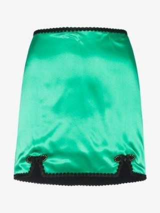 De La Vali Sofia Trimmed Satin Mini Skirt in green - flipped