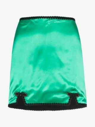 De La Vali Sofia Trimmed Satin Mini Skirt in green