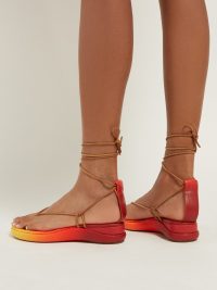 CHLOÉ Degradé leather sandals | red and yellow tie-dye effect summer flatforms