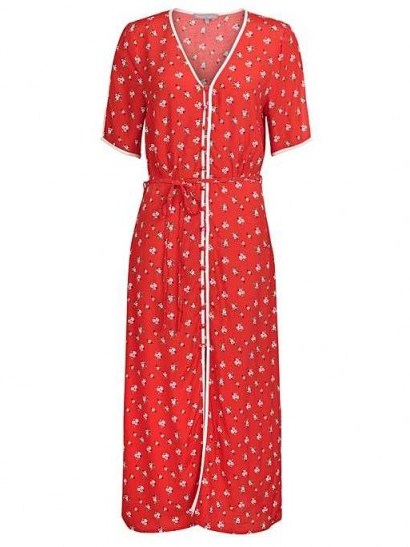 OLIVER BONAS Ditsy Print Red Midi Dress - flipped
