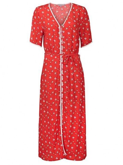 OLIVER BONAS Ditsy Print Red Midi Dress