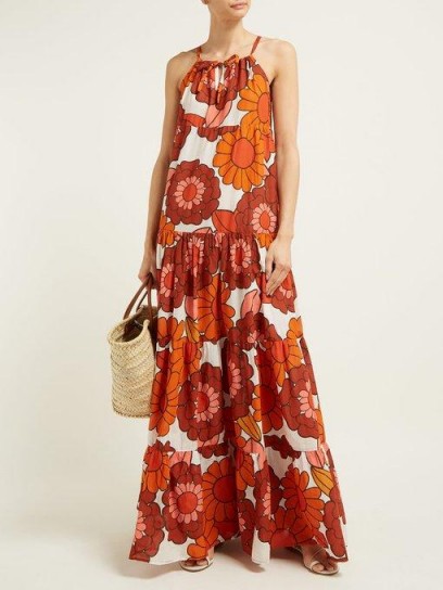 DODO BAR OR Dorothy floral-print tiered cotton maxi dress in orange | vintage summer prints