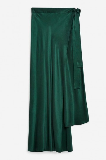 Topshop Boutique Double Layer Silk Skirt in green | silky asymmetric skirts