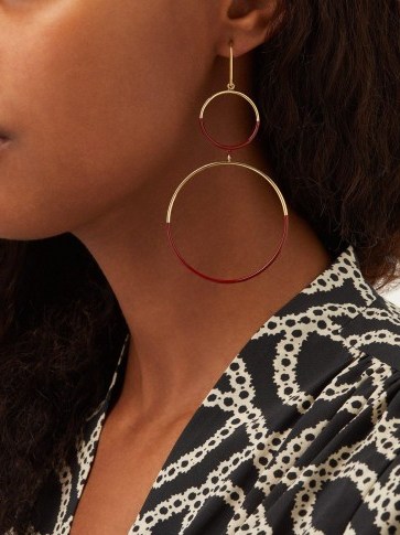 ISABEL MARANT Double-hoop drop earrings in red - flipped