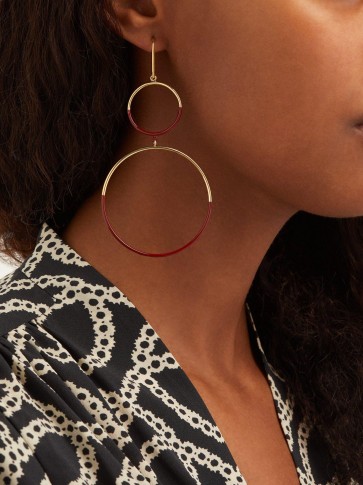 ISABEL MARANT Double-hoop drop earrings in red
