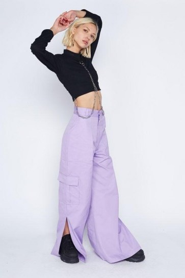 The Ragged Priest EDGE PANT LILAC | wide leg combat trousers - flipped