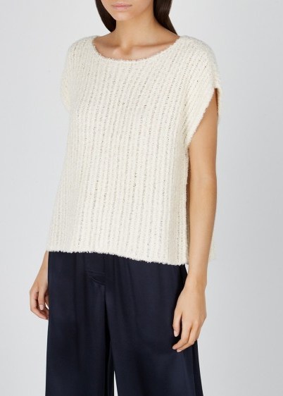 EILEEN FISHER Cream open-knit cotton-blend jumper | dolman sleeve jumpers - flipped