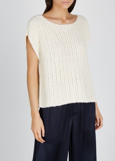 EILEEN FISHER Cream open-knit cotton-blend jumper | dolman sleeve jumpers