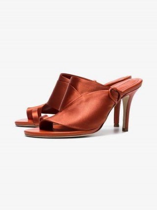 Esteban Cortazar Orange Loop Toe 80 Satin Mules / summer heels - flipped