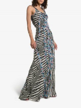 Etro Zebra-Print Ruffled Silk Maxi Dress / grey animal prints - flipped