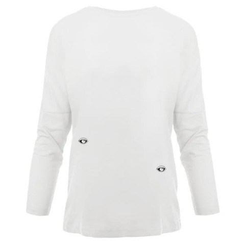 Eyes Embroidered Dropped Shoulder T-Shirt White Women by INGMARSON | Wolf & Badger - flipped