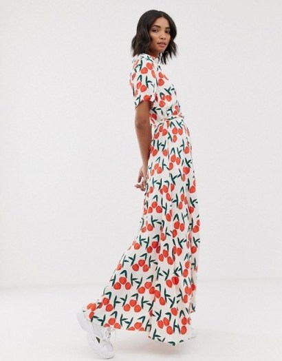 Fabienne Chapot Mia maxi dress in peach print | long fruit printed summer dresses - flipped