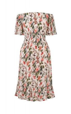 OASIS FLORAL BARDOT DRESS / odd the shoulder summer dresses