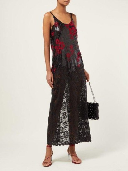 PACO RABANNE Black floral chainmail dress - flipped