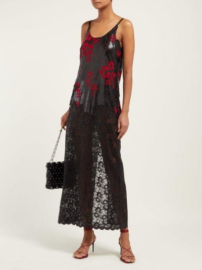 PACO RABANNE Black floral chainmail dress