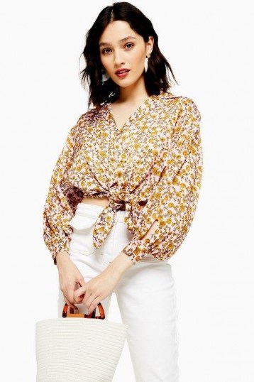 Topshop Floral Knot Front Shirt | vintage style ditsy prints - flipped