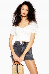 Topshop Floral Lace Up Crop Top in cream | boho summer style
