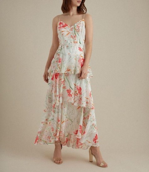 KAREN MILLEN Floral Maxi Dress in Cream / Multi ~ floaty summer event dresses - flipped