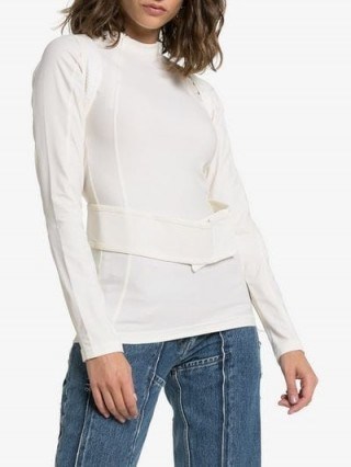 GmbH Ahu Harness Fitted Top in white ~ contemporary clothing - flipped