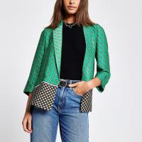 River Island Green geo print soft blazer | spring jackets
