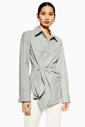 Topshop Boutique Grey Wrap Shirt | chic contemporary shirts - flipped