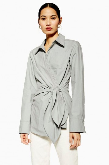 Topshop Boutique Grey Wrap Shirt | chic contemporary shirts
