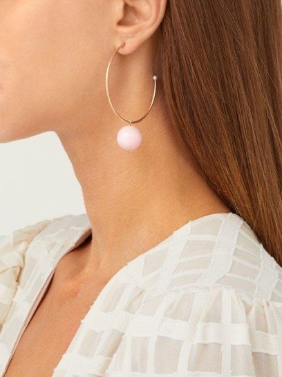 IRENE NEUWIRTH Gumball pink opal & 18kt rose-gold hoop earrings ~ luxe hoops - flipped