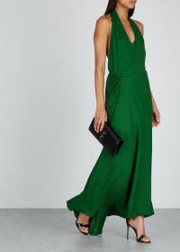 HAIDER ACKERMANN Green halterneck maxi dress ~ fluid wrap style evening gown