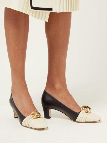 GUCCI Half-moon GG leather pumps | Matches Fashion - flipped