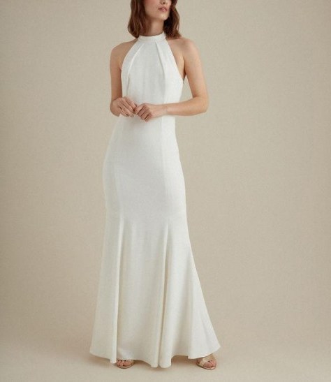 KAREN MILLEN Halterneck Maxi Dress in Ivory ~ evening elegance - flipped