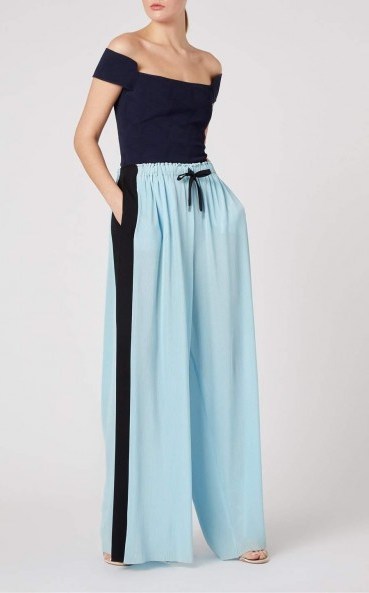ROLAND MOURET HAVEN TROUSER in ICE BLUE/BLACK ~ fluid sporty pants ~ sports luxe trousers - flipped
