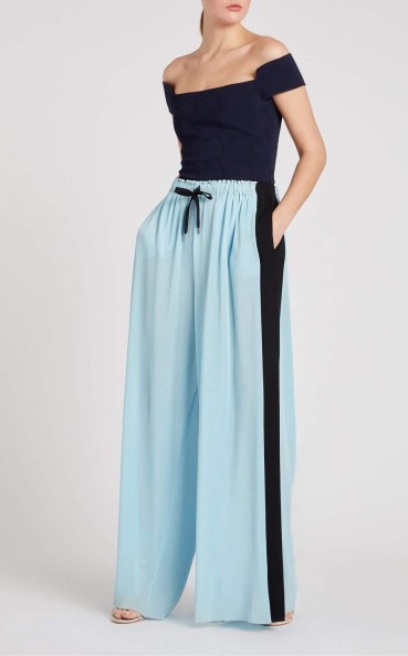 ROLAND MOURET HAVEN TROUSER in ICE BLUE/BLACK ~ fluid sporty pants ~ sports luxe trousers