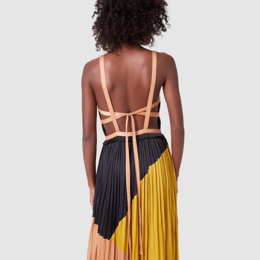 Ulla Johnson IMANI GOWN in Marigold ~ back detail gowns ~ long pleated dresses - flipped