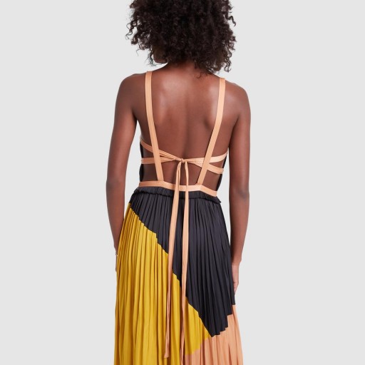 Ulla Johnson IMANI GOWN in Marigold ~ back detail gowns ~ long pleated dresses