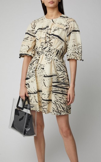 Proenza Schouler PSWL Ink Splash Printed Cotton-Voile Wrap-Effect Mini Dress ~ effortless summer style clothing