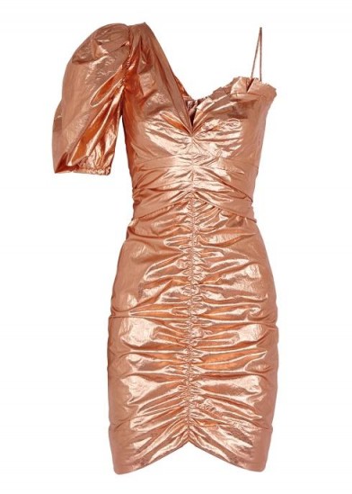 ISABEL MARANT Talma rose gold ruched dress ~ 80s style evening glamour ~ metallic party wear