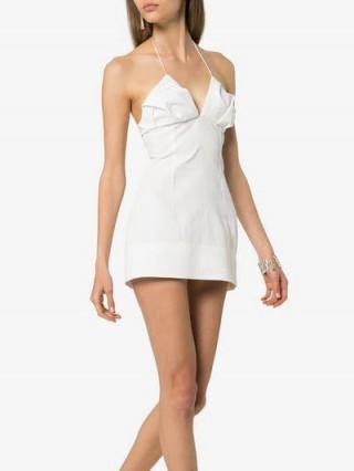 Jacquemus Fitted Halterneck Low Back Dress in White | strappy plunge front mini