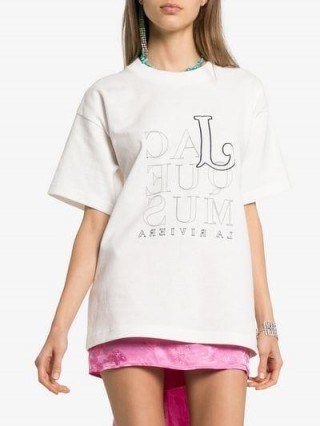 Jacquemus La Riviera Boxy Fit Logo T-Shirt in White / designer tee - flipped