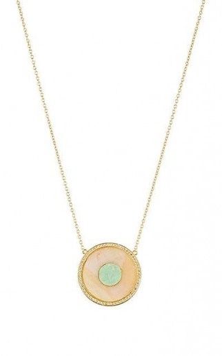 JENNIFER MEYER Pink Opal and Green Turquoise Evil Eye Pendant Necklace ~ luxe pendants - flipped